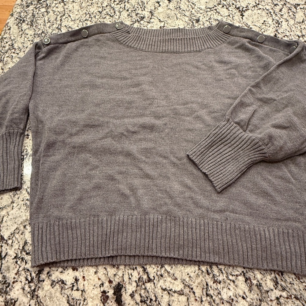 New York & Company Charcoal Sweater with Shoulder Buttons